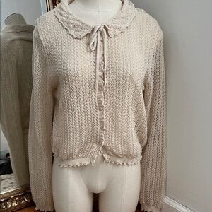 GAP Doen Cream Knit Collar Cardigan